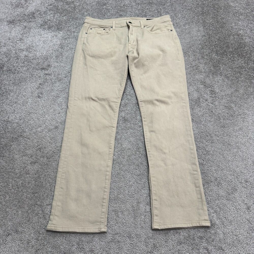 Bonobos Slim Fit Denim Jeans Mens 34x32 Khaki Beige Straight Leg Stretch Cotton